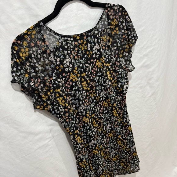 Ultra Flirt Mesh Floral Mini Dress XL Sheer Layered Y2K Indie Grunge Babydoll - Picture 9 of 14